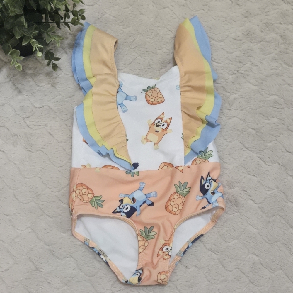 Bluey Toddler Girl Ruffle One-Piece Swimsuit, Size 2T